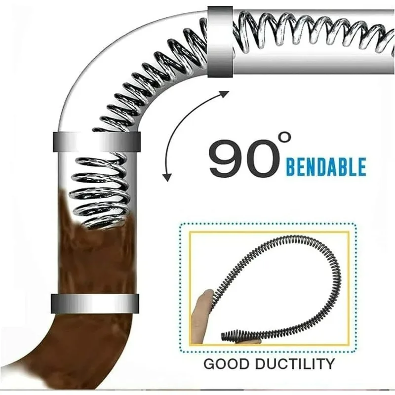 Snake Drain with Drill Adapter Spring Sewer Dredging Tool, Spring Pipe Dredging Tools Drain Hose Cleaner Sticks 3M Clog Remover