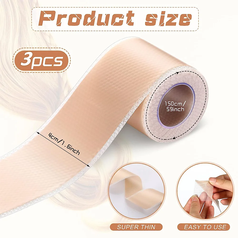 1/3Pcs Ultra-Thin Silicone Lace Wig Front Glue Tape Non-Slip Lace Wig Grids and Knots Eraser Silicone Melting Tape Breathable