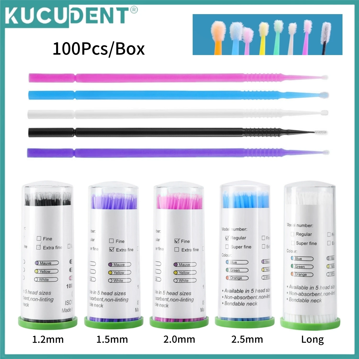 KUCUDENT Dental Disposable Micro Brushes Applicators Oral Cleaning Extension Stick Bendable Swab for Eyelash Lift Makeup Tool