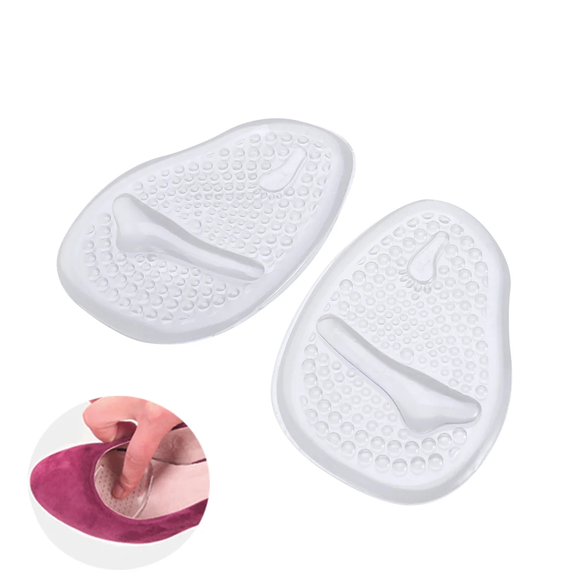 

Silicone Forefoot Pads Transparent Gel Cushion for High Heel Pain Relief Toe Straightener Foot Care Metatarsalgia