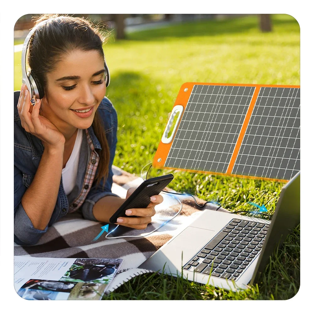 Panel Solar Plegable Flashfish 60W – Cargador USB y DC para Camping - imagen 4