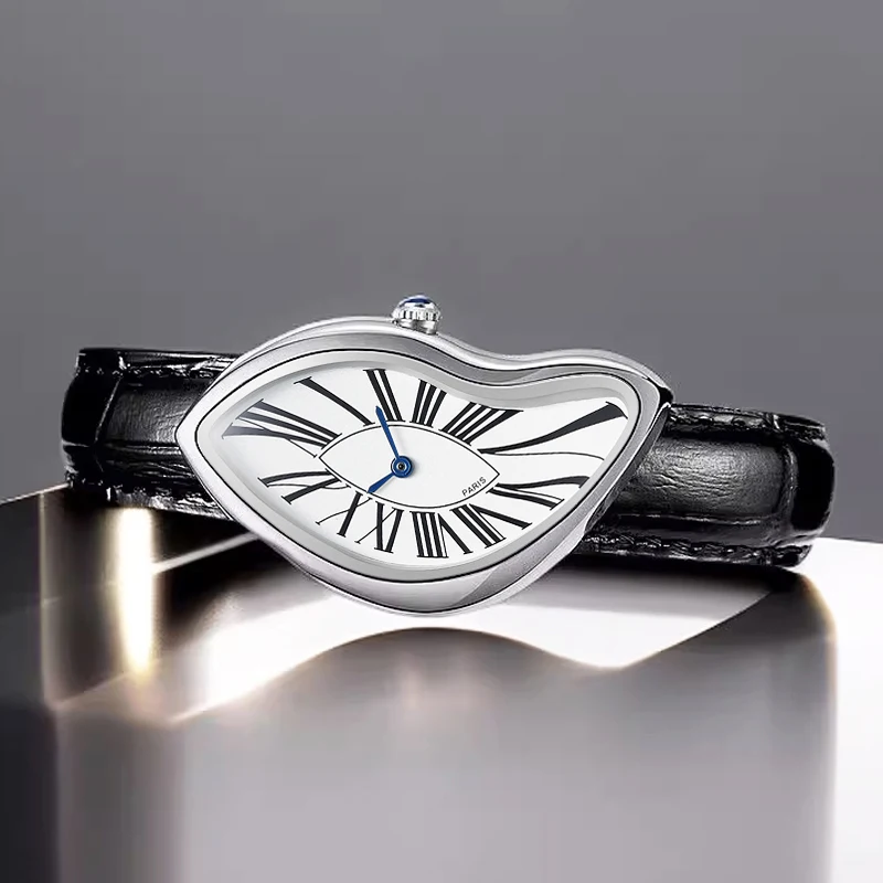 Alien watches, men's watches, high-end sense, creative melting and twisting, vintage neutral quartz watches, vintage vintage wat