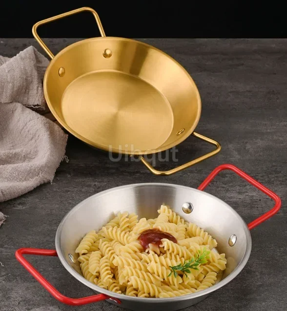 stainless steel good quality Spanish paella pan seafood dish Korean fried chicken dish Cheese cooker Binaural Fruit sugar pan