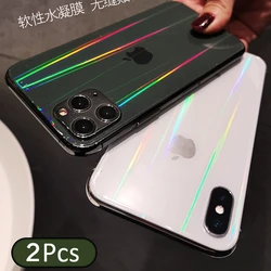 2Pcs Aurora Gradient Back Hydrogel Film For iPhone 11 12 13 mini 14 Pro Max XR 7 8 Plus SE TPU Rainbow Screen Protector