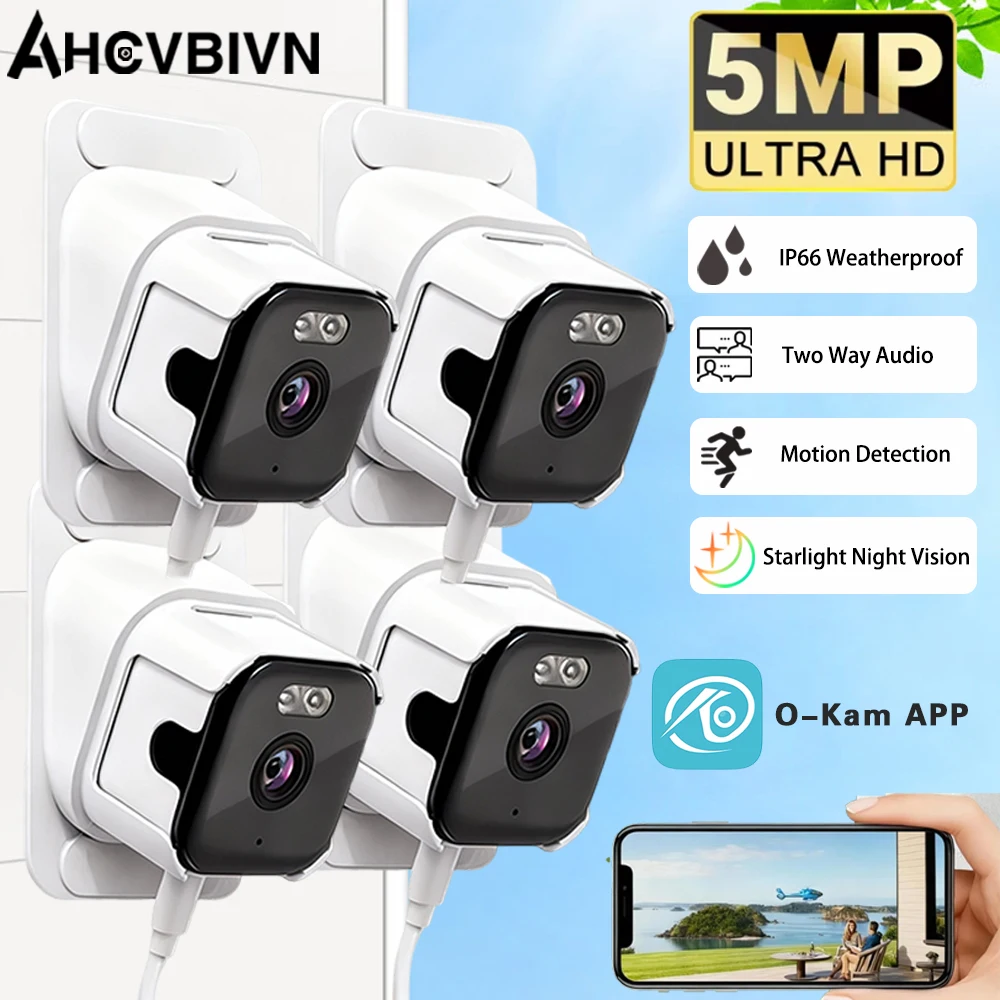 

Камера OKAM PRO APP Mini HD 2K 5MP 5G Wi-Fi с цветным ночным видением и записью 24/7 для дверей, окон и помещений, наклеиваемая, для домашней безопасности