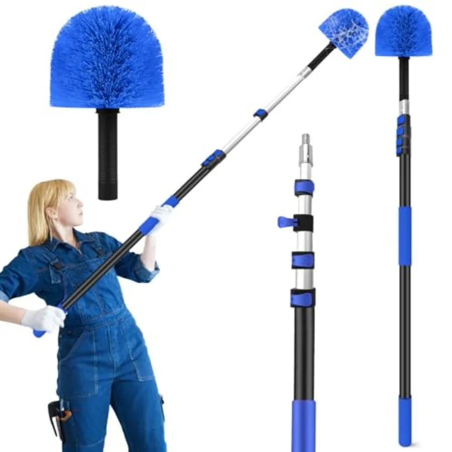 

26FT Cobweb Duster with Extension PoleSpider Web Cleaner with 4-Stage 5-20FT Aluminum Pole Spider Web Brush for Outdoor and Ind