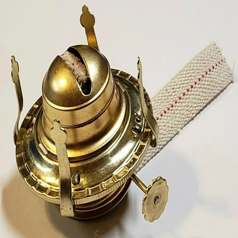 Oil Lamp Holder  BRASS PLATED OIL BURNER WITH WICK #2 REMOVABLE SCREW ON COLLAR