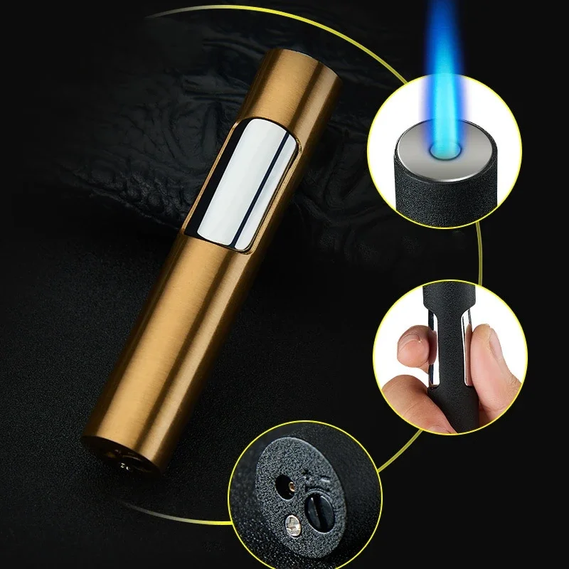 Pen Type Butane Gas Lighter, Windproof Cigar Lighter, Turbo Torch, Metal Gift, Portable, Wholesale, New