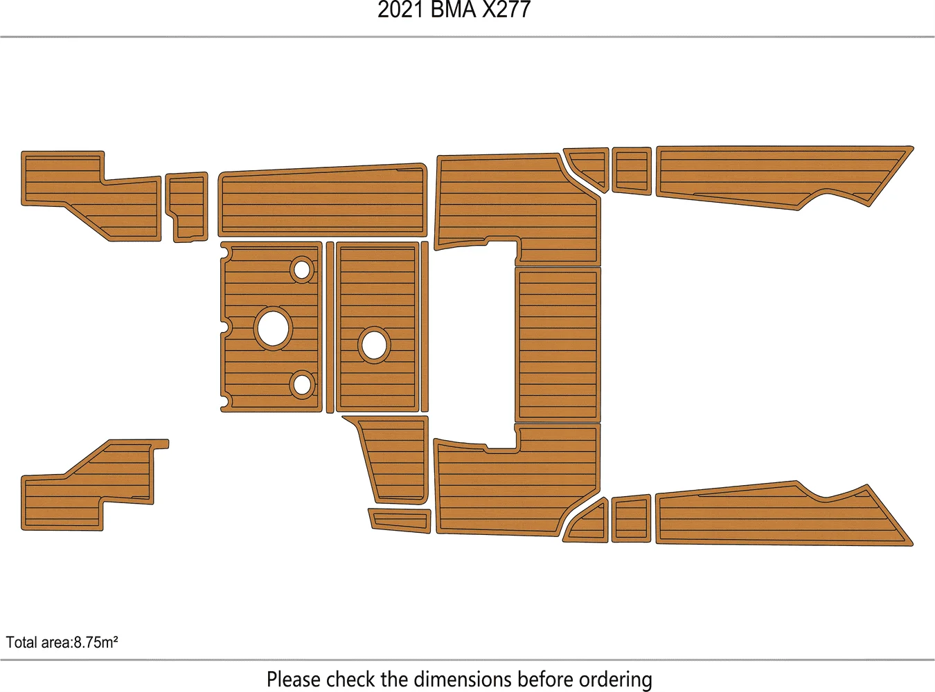 Non-Slip EVA Faux Teak Marine Mat Self-Adhesive 6mm Yacht Cockpit Pad for 2021 BMA X277 Boat Decking Easy Install