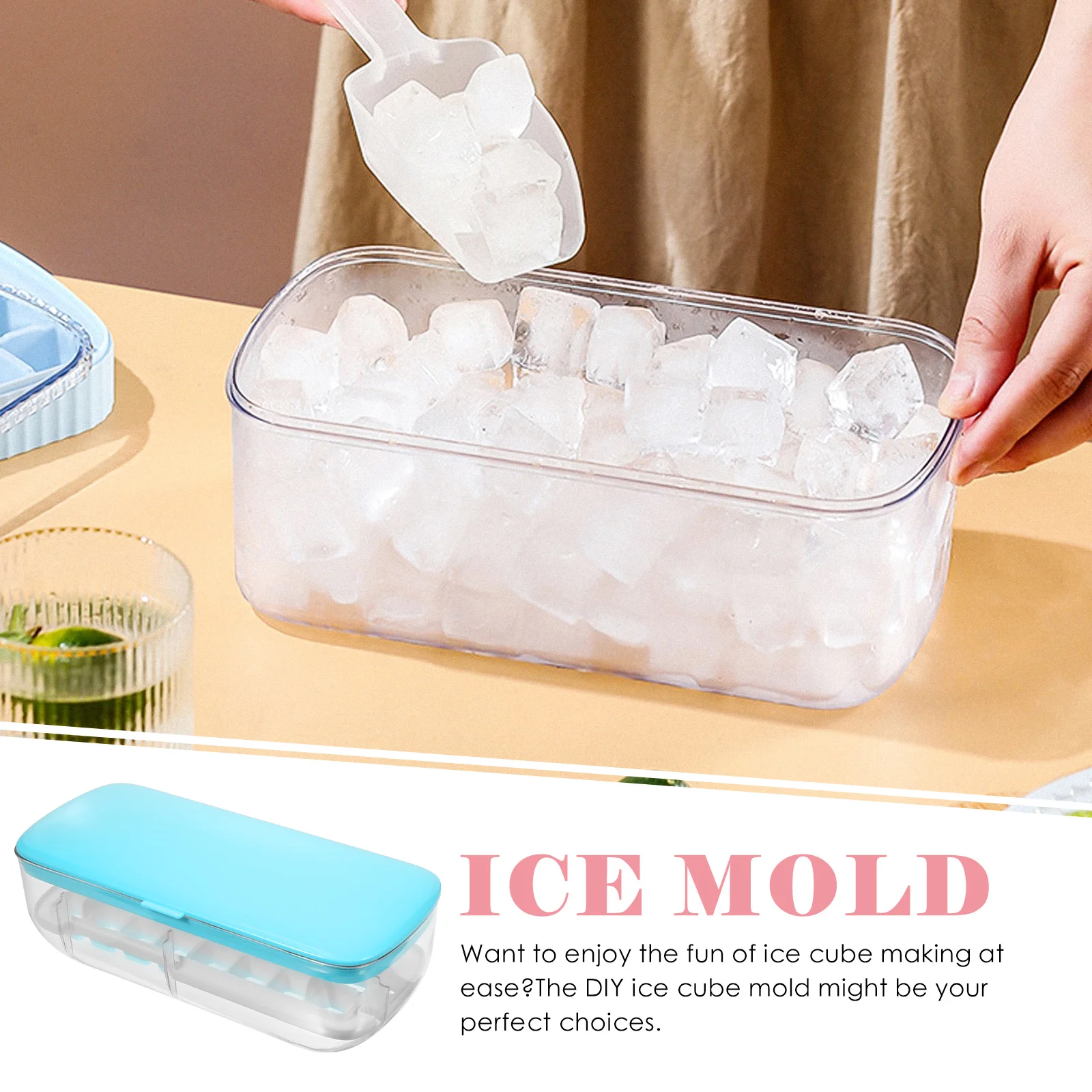 

Making Mold With Lid Storage Bin Bpa-Free Ice Cube Tray For Freezer, Home Use Tea Coffee Wine Chilling, Easy