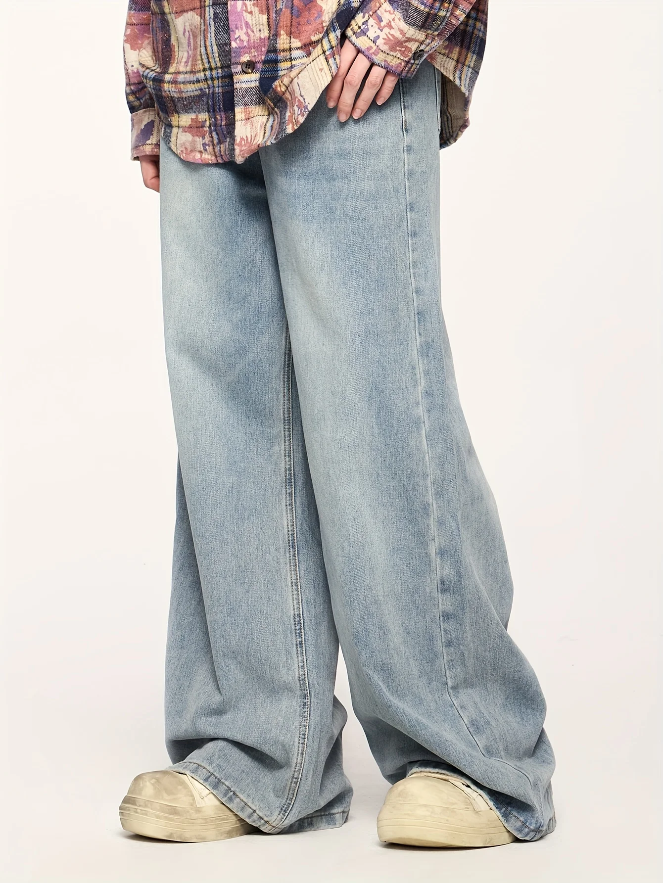 

Мешковатые джинсы для мужчин, широкие джинсы в стиле хип-хоп, стильные джинсовые брюки свободного покроя, повседневные уличные брюки для скейтборда