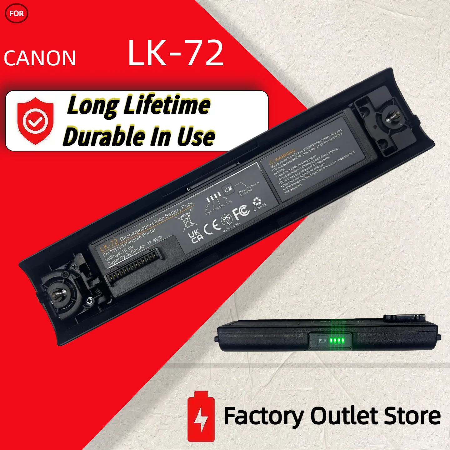 Wholesale And Retail LK-72 for Canon Battery Pack PIXMA TR150 Portable Printer Upgraded Rechargeable without Battery Cover