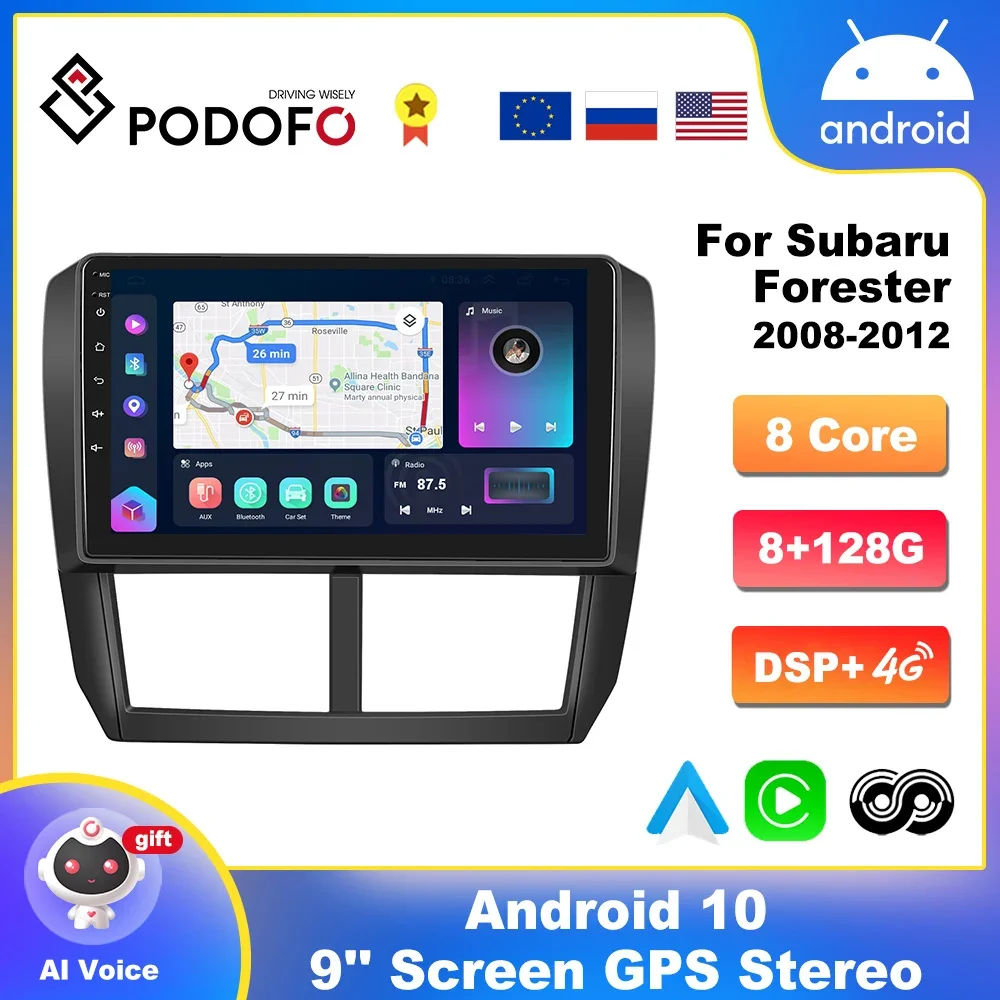 

Автомагнитола Podofo на Android для Subaru Forester 2008-2012, мультимедийный видеоплеер 2 Din, автомагнитола с GPS-навигацией, головное устройство