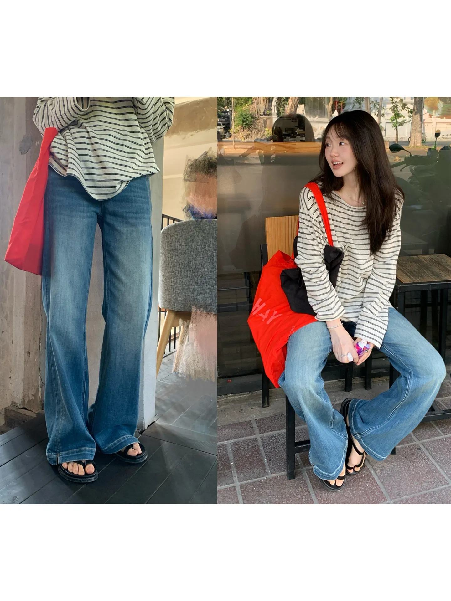 

Женские джинсы-клеш прямого кроя Slim Fit: модные весенние брюки в ретро-стиле из премиального денима
