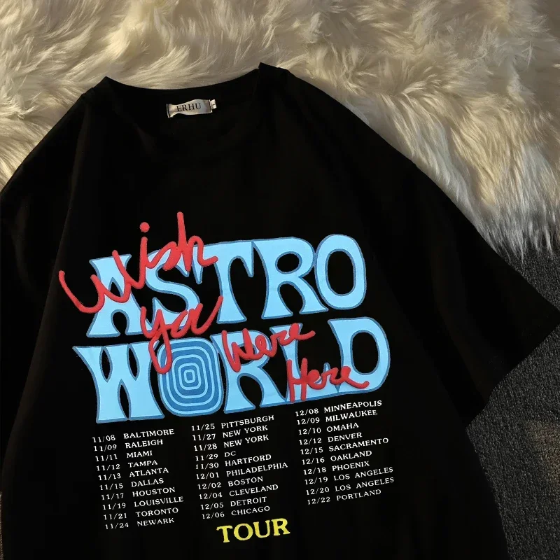 ASTRO WORLD Album Playlist Printed T Shirt Fashion Men O-Neck Streetwear T-shirt for Summer Women Casual Short Sleeve Tees Tops