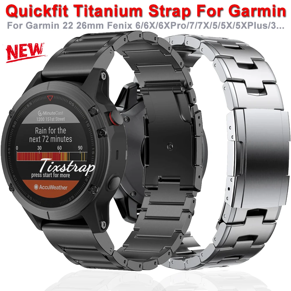 

Ремешок из титана Quickfit для Garmin 26 мм 22 мм Fenix 6/6X/6xpro/7/7X/5/5X/5xplus/3, металлический ремешок для наручных часов Forerunner 945 935