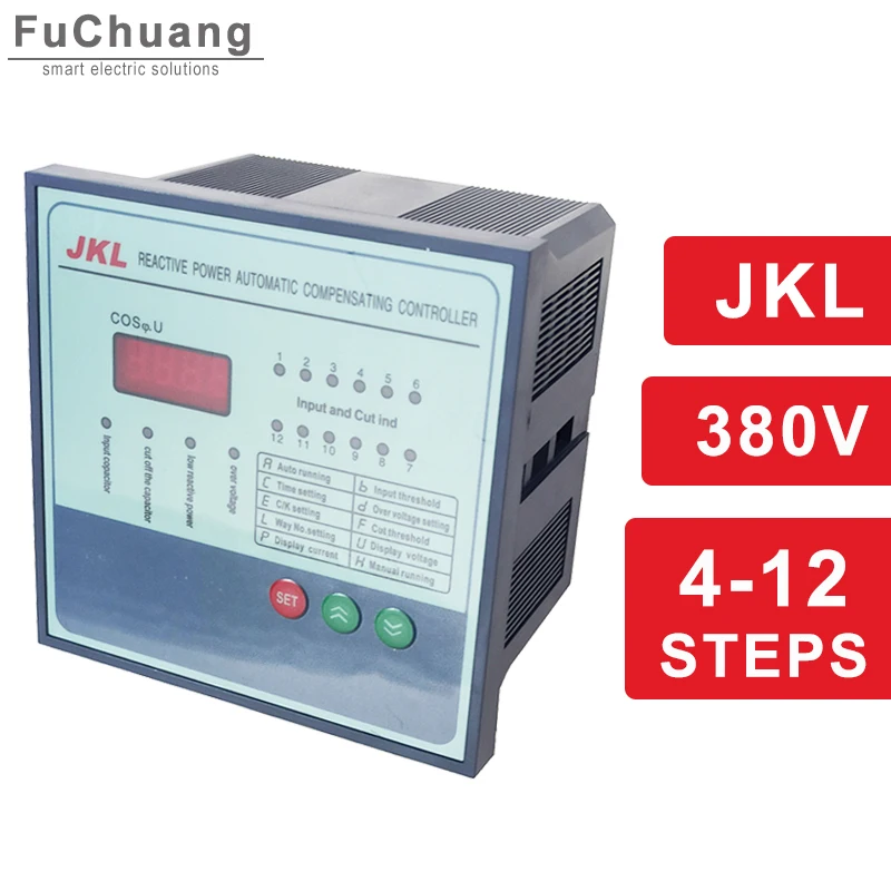 JKL 4/6/8/10/12 Steps Universal Reactive power autocompensation controller 380Vac 50Hz 60Hz for capacitor compensation devices