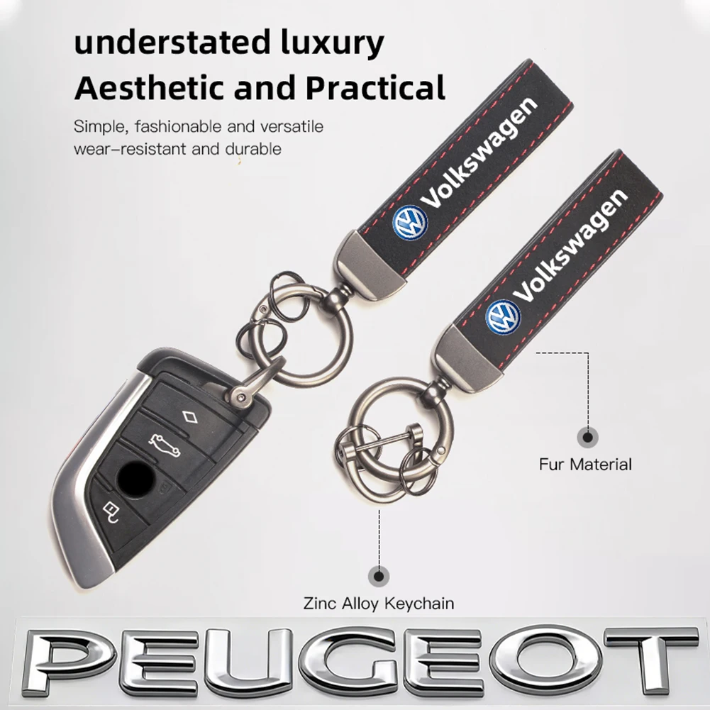 Car Key Chain Suede Keyring Auto Interiors Accessories For VW Golf T‑Roc Tiguan Polo Passat T‑Cross Taigo ID.4 ID.7 Atlas MK7 view 4