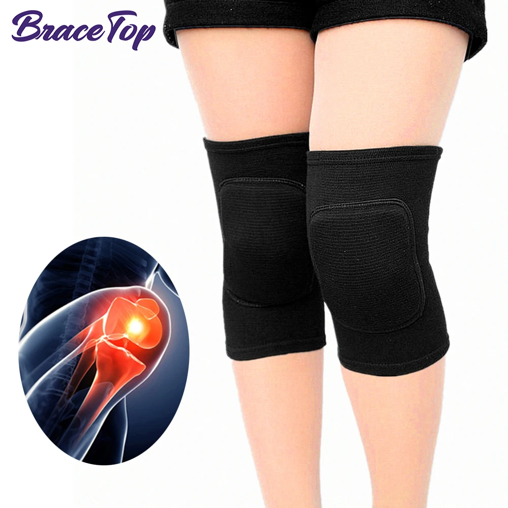 BraceTop 1 คู่กีฬา Kneepad เต้นรําเข่า Protector วอลเลย์บอลโยคะ Crossift เข่ารั้งสนับสนุนขาอุ่นออกกําลังกายการฝึกอบรม