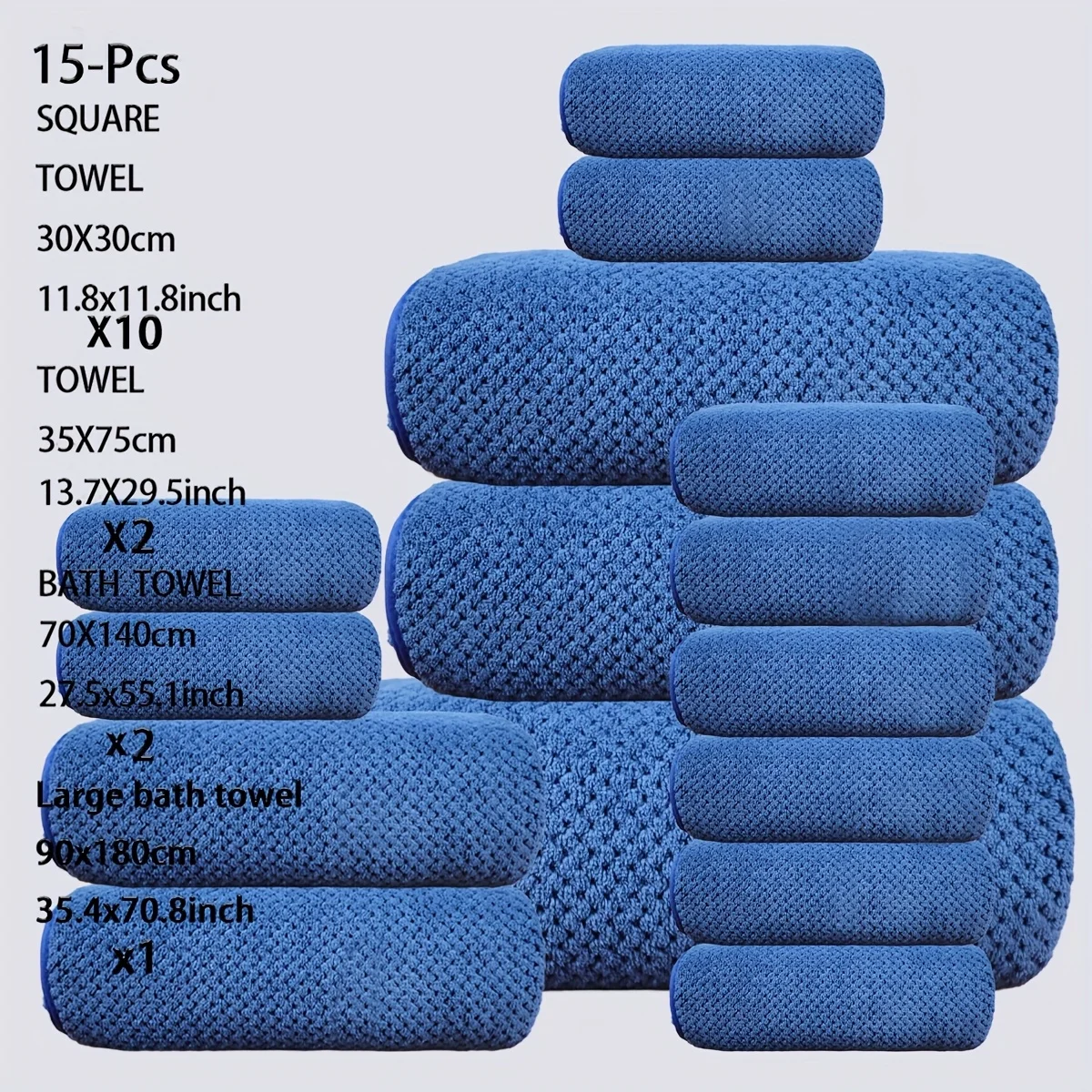 

15pcs Luxury Coral Flock Bath Towel Set - Superabsorbent Large, Full-Size & Square Towels Suitable for Bathrooms, Gyms, Hotels,