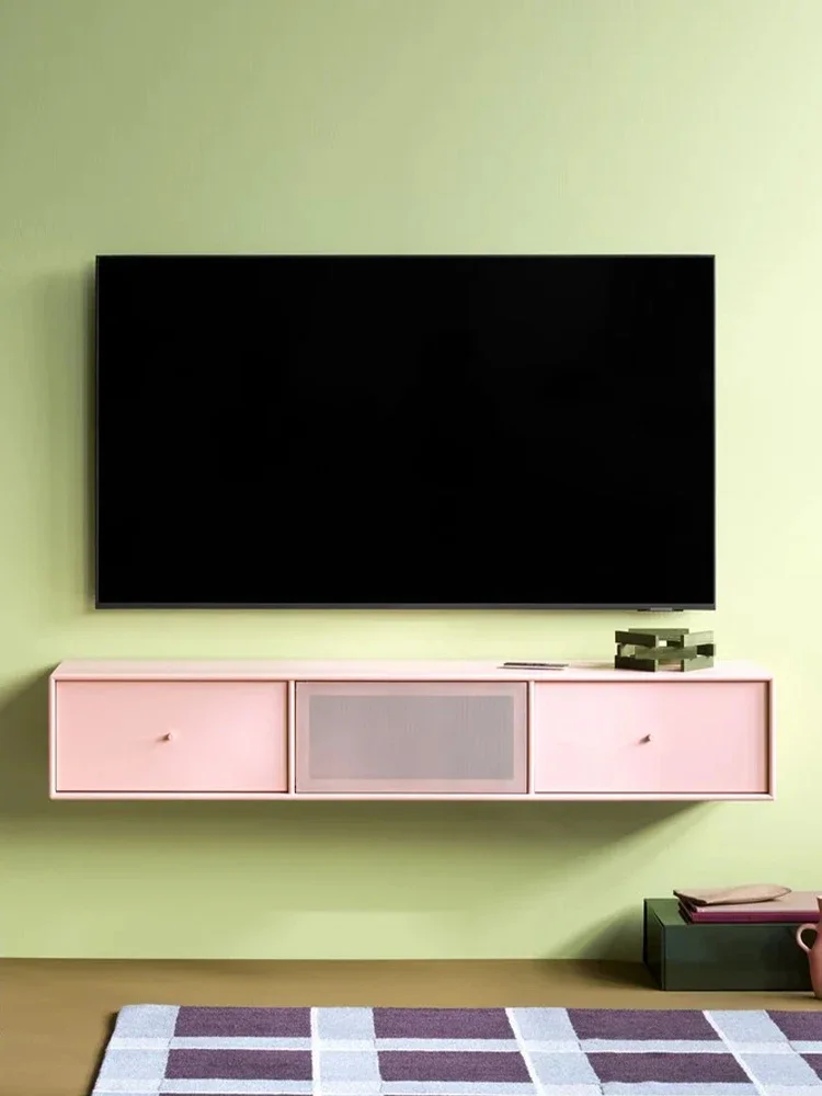 Painted living room suspended TV cabinet dopamine furniture simple modern floor cabinet color