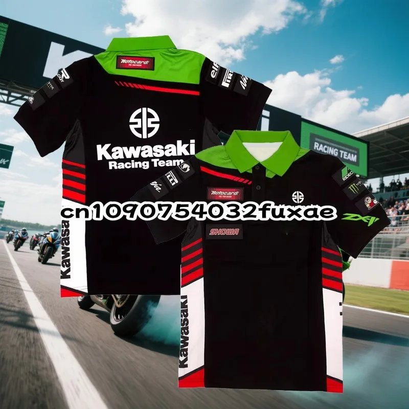 

GP Racing T-shirt Kawasaki Casual POLO Shirt Kawasaki Team Uniform Motorcycle Riding Short Sleeve