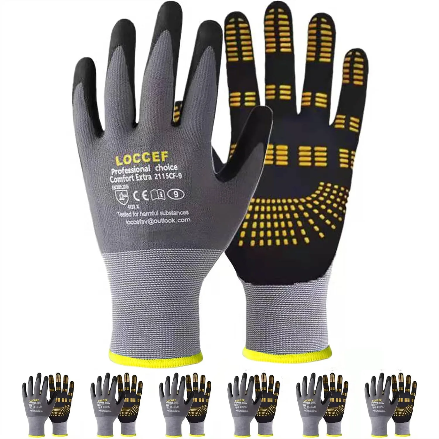 

Safety Work Gloves MicroFoam Nitrile Coated, Endurance Seamless Knit Nylon with Dots on Palm for Enhanced Grip in Industrial and