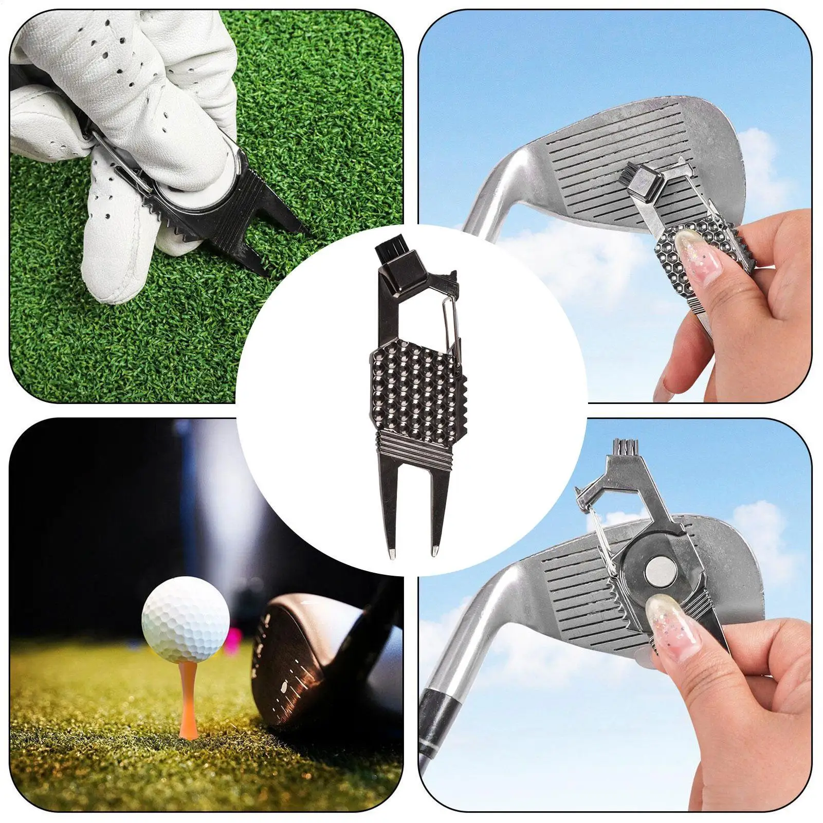 Golf Graszode Reparatie Tool Draagbare Metalen Golfbal Marker Tool Compact Golfer Gadget Groef Cleaner Aid Voor Mannen Golfers Meisjes Vrouwen