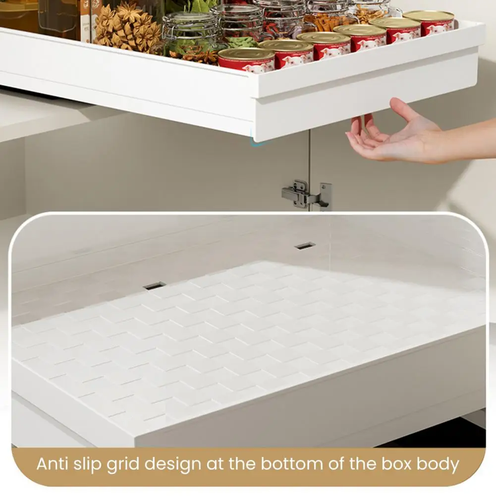 Cabinet Basket with Heightened Guardrail Easy Pull-out Kitchen Storage Rack Pull-out Kitchen Storage Rack with for Pantry