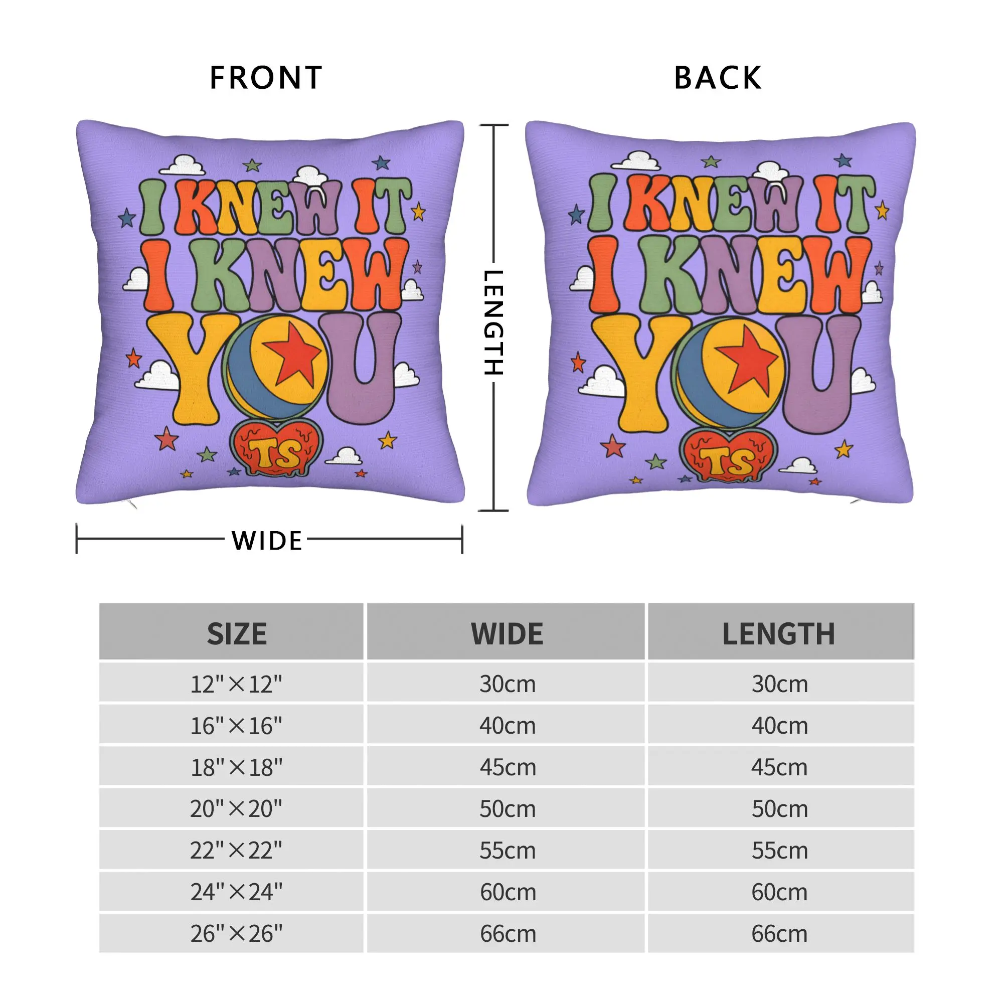 Cartoon I Knew It I Knew You Friendship Square Pillow Cases TS5 Cushion Covers Creative Zipper Decor Pillowcase for Living Room