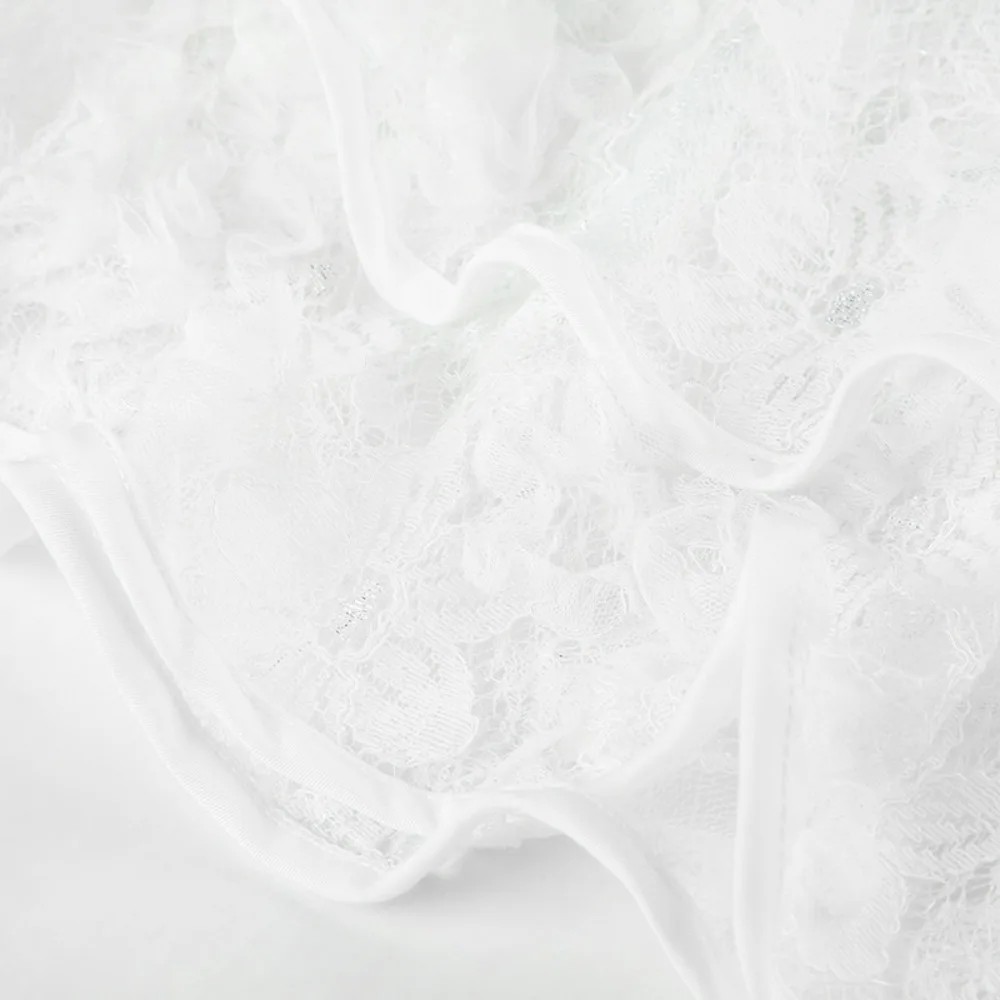 الشريط شرابات طبقة وتتسابق تنورة الهيب هوب قميص موسع الدانتيل يصل وشاح الورك الدانتيل الأبيض الكورية نمط تكدرت حافة زنار