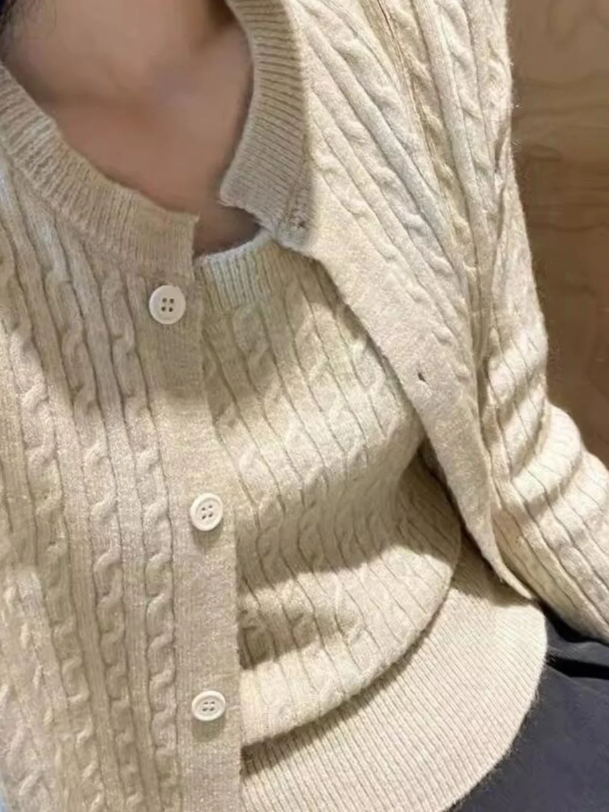 

Корейский осенне-зимний вязаный кардиган-свитер с эффектом похудения, открытый, женский, маленький размер, модный комплект из двух предметов