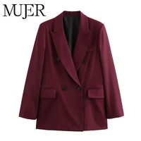 MUJER, Blazers rectos para mujer, Blazer largo de oficina para mujer, chaqueta de gran tamaño de manga larga 2025 para mujer, prendas de vestir exteriores, abrigos nuevos Vintage