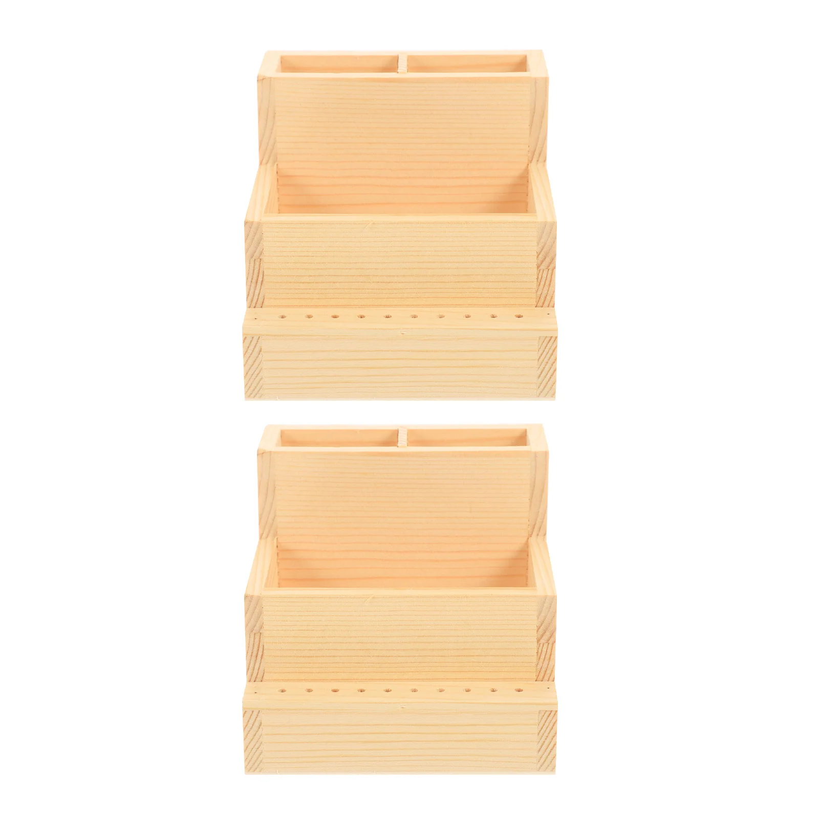 Porte-outil à ongles en bois, boîte de rangement d'outils de manucure à double couche, étui de rangement de forets à ongles, fournitures de Salon de grande capacité 2 pièces
