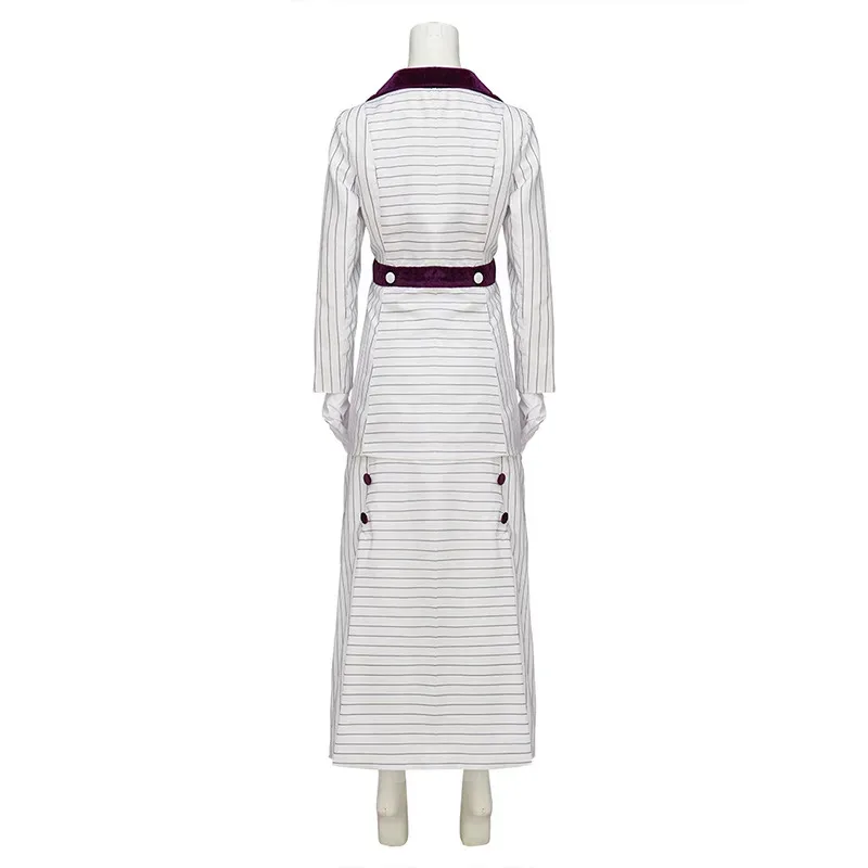 

Новое элегантное женское платье, богатый женский костюм для косплея, костюм на Хэллоуин для женщин, белое полосатое платье VYHFHF2025