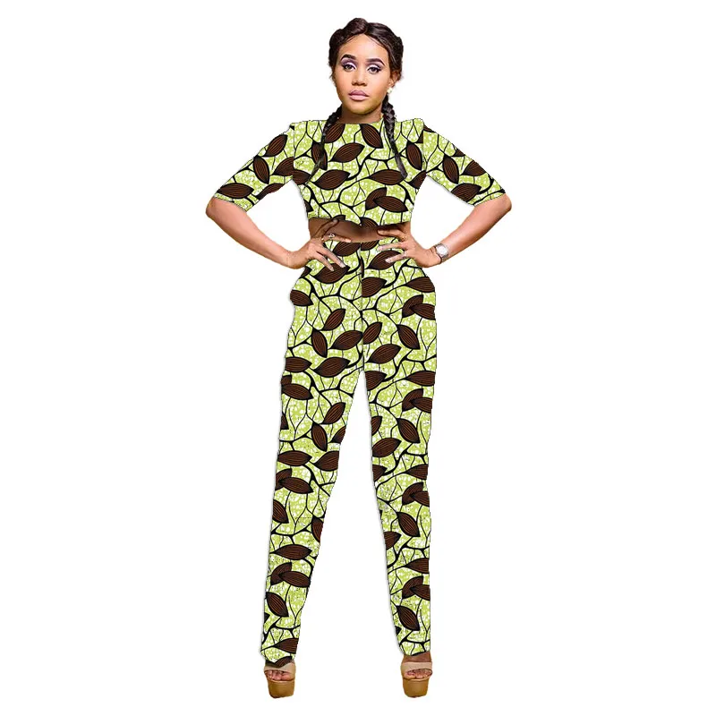 

Customized African Suits Original Design Women Mini Tops Patch Pants Nigerian Print Lady's Ankara Outfits Party Wear