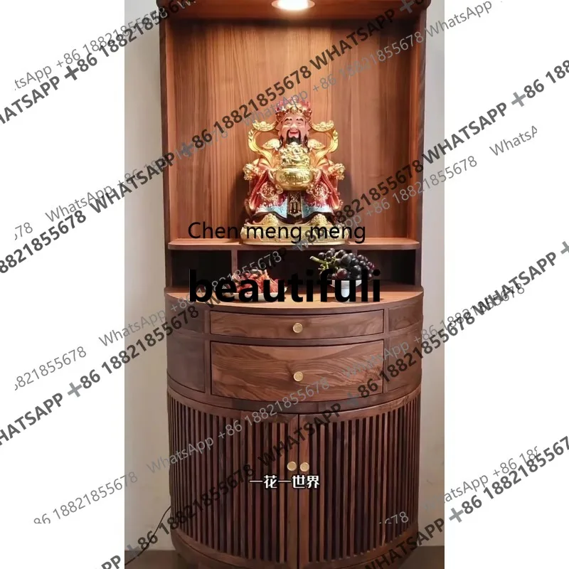 

New Chinese Style Solid Wood Altar Small Living Room Cabinet Black Walnut Buddha Altar Storage Cabinet