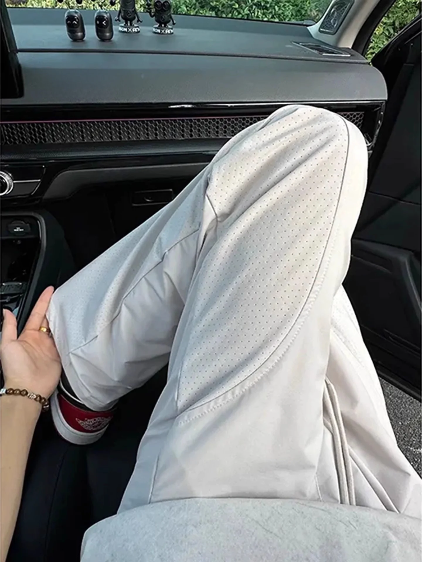 

Laser Cut Qui Dry Ice Silk Men's Summer Thin Me Breathable Outdoor Casual Pants American Slant Cut Knife Pants