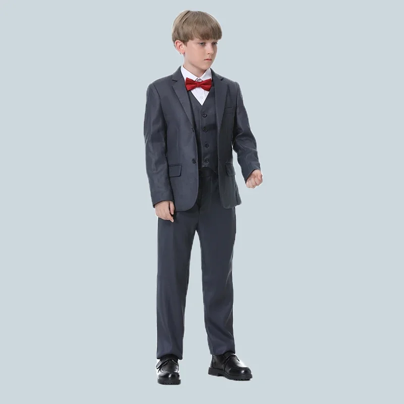 Spring Autumn Formal Boy Suit for Weddings Children Party Host Costume Wholesale Clothing 3Pcs/Set Blazer Vest Pants