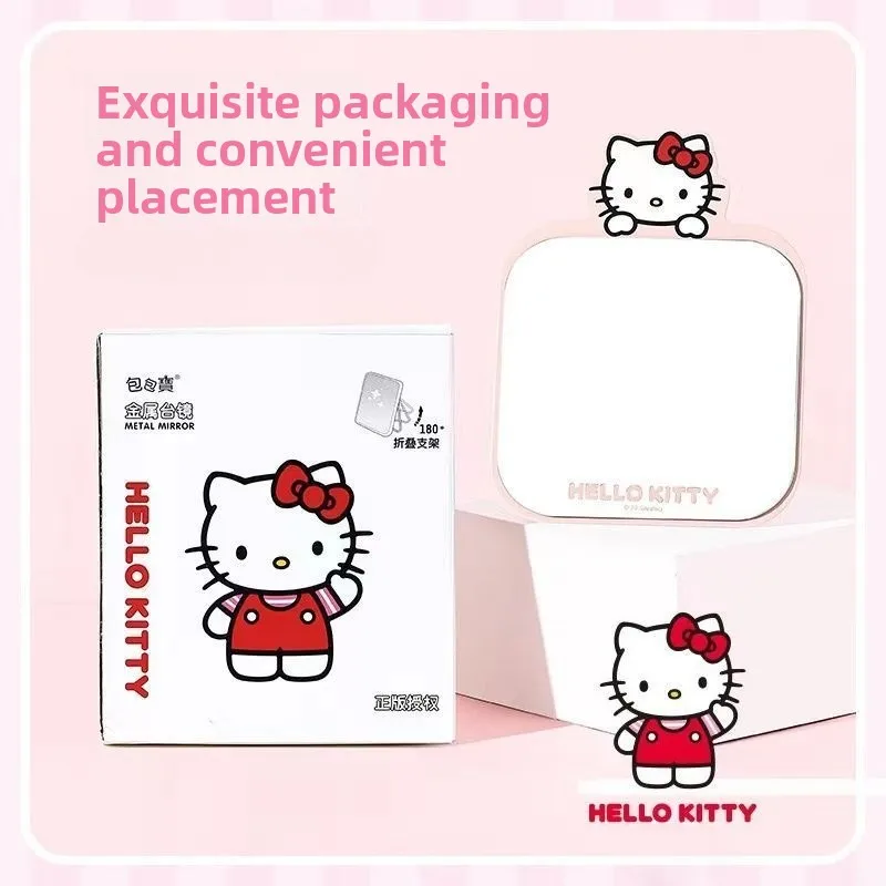 Kawaii Sanrio Cinnamoroll folding mirror, metal desktop makeup mirror, dormitory essentials portable compact dresser new style view 6