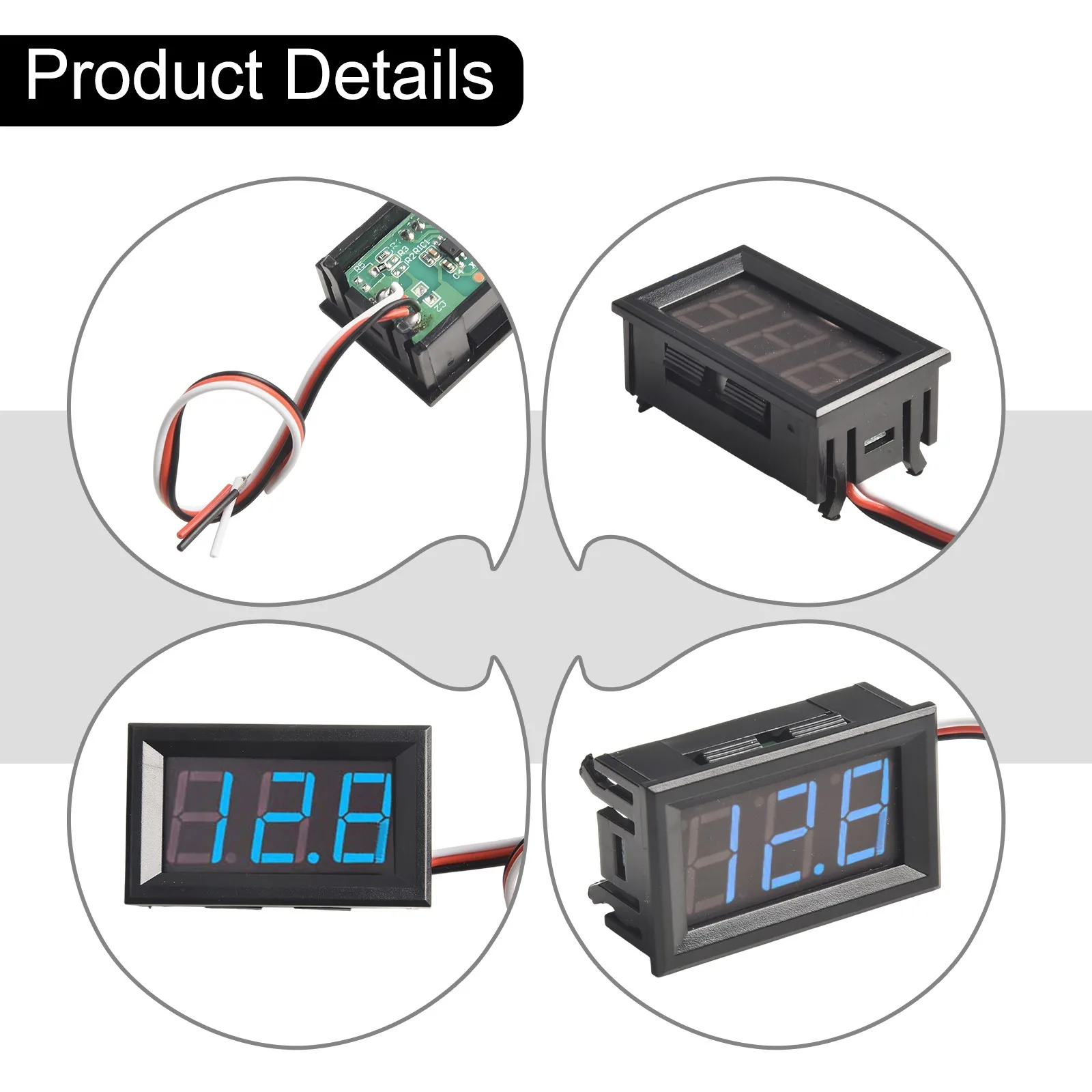 0 56 Inch 3 Wire LED Digital DC Voltmeter for DC0V 30V with Reverse Connection Protection and Fine Tuning Function