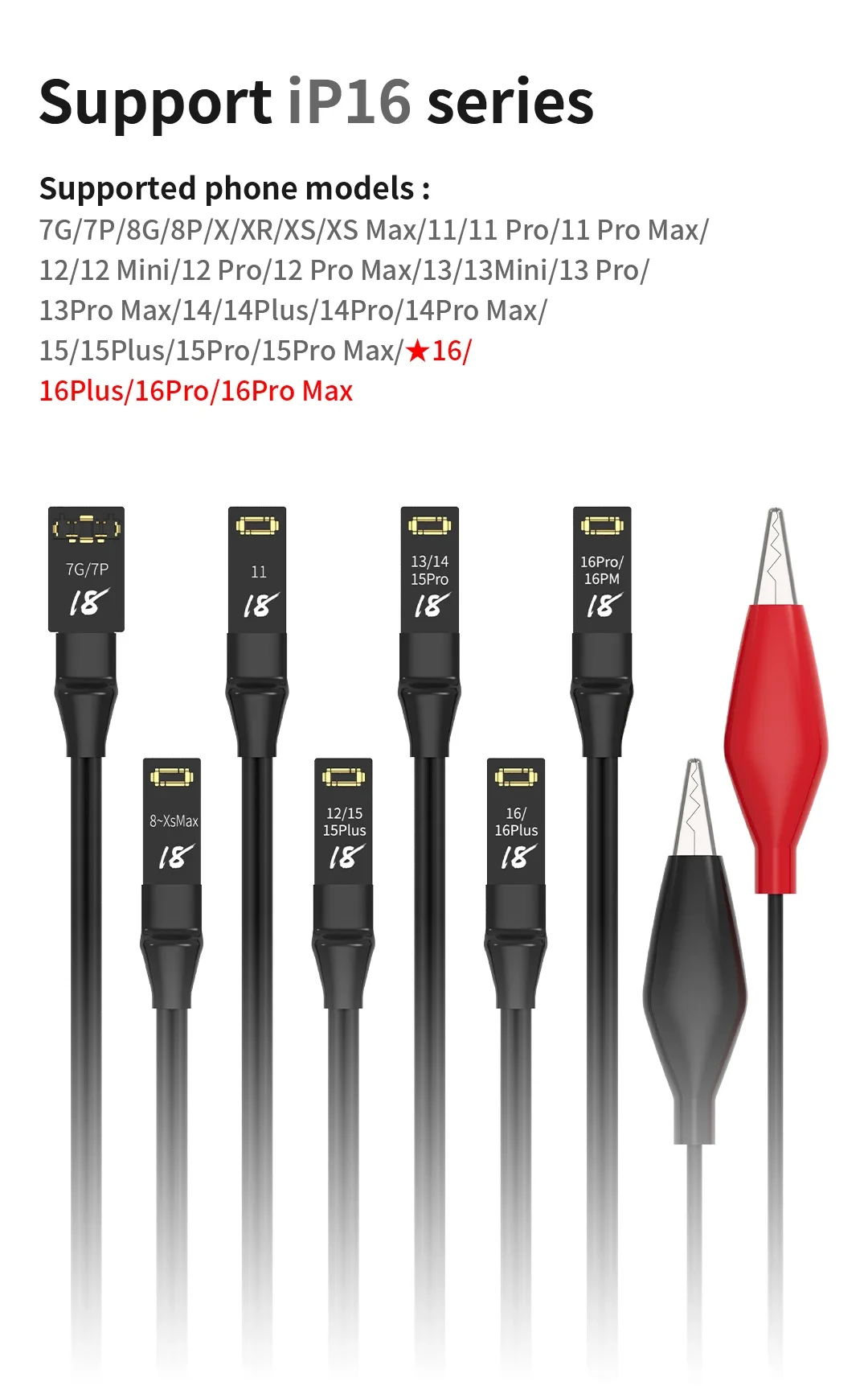 18 Kinds POWER Air Power Boot Cable for iPhone 7-15 16 Pro Max Current Test Motherboard Repair Power Supply Boot Cable Tools set