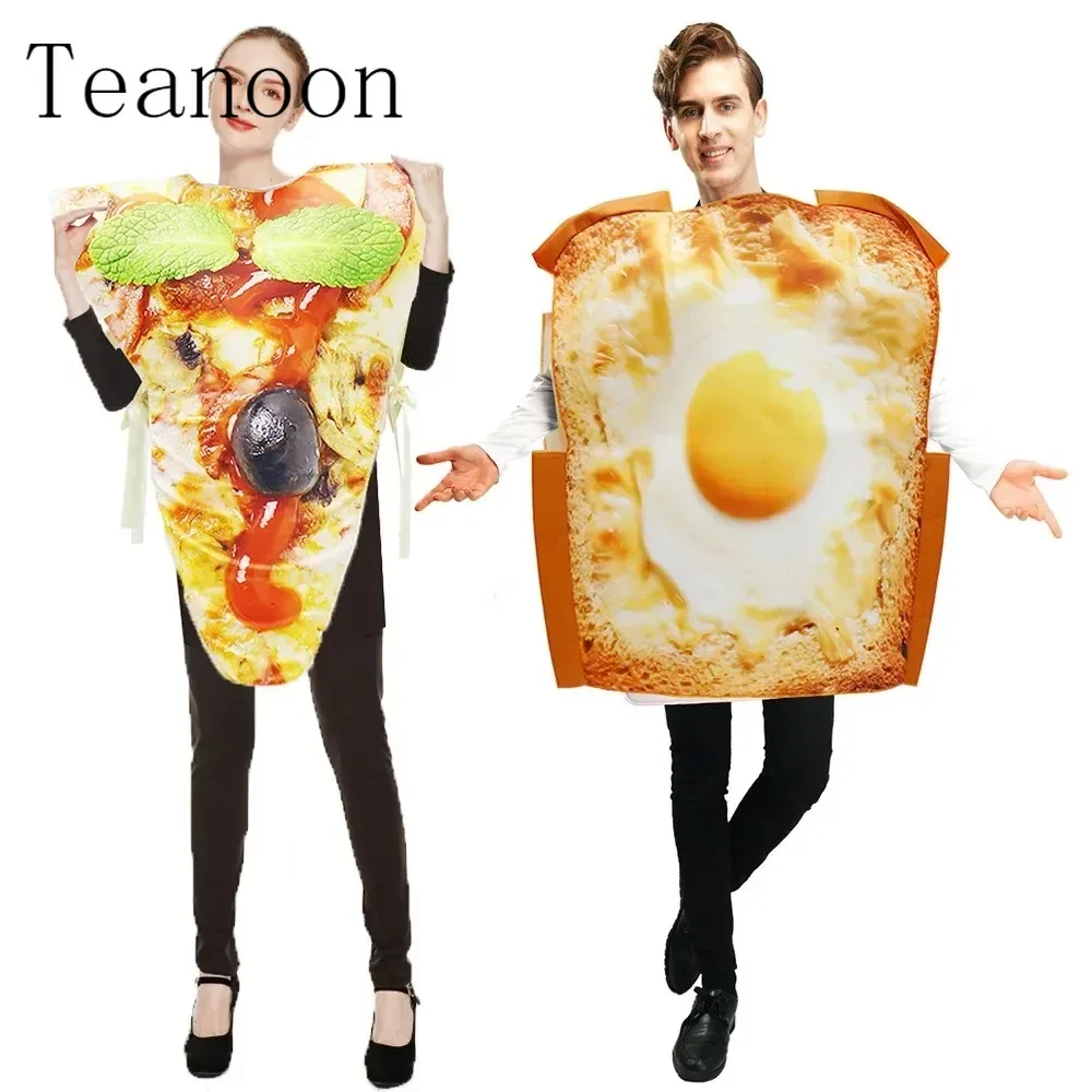 Funny Pizza Toast Costume Male Female Performance Costume Halloween Carnival Dress Up Outfits Party Christmas Dance Stage Show