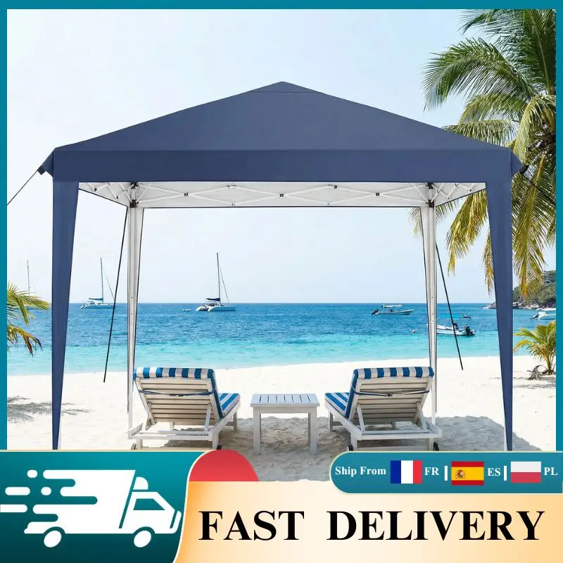 Tonnelle pliante d'extérieur 3x3m, tente pop-up imperméable et résistante au vent en Oxford 420D, auvent portable pour jardin, plage, camping, fête, barbecue