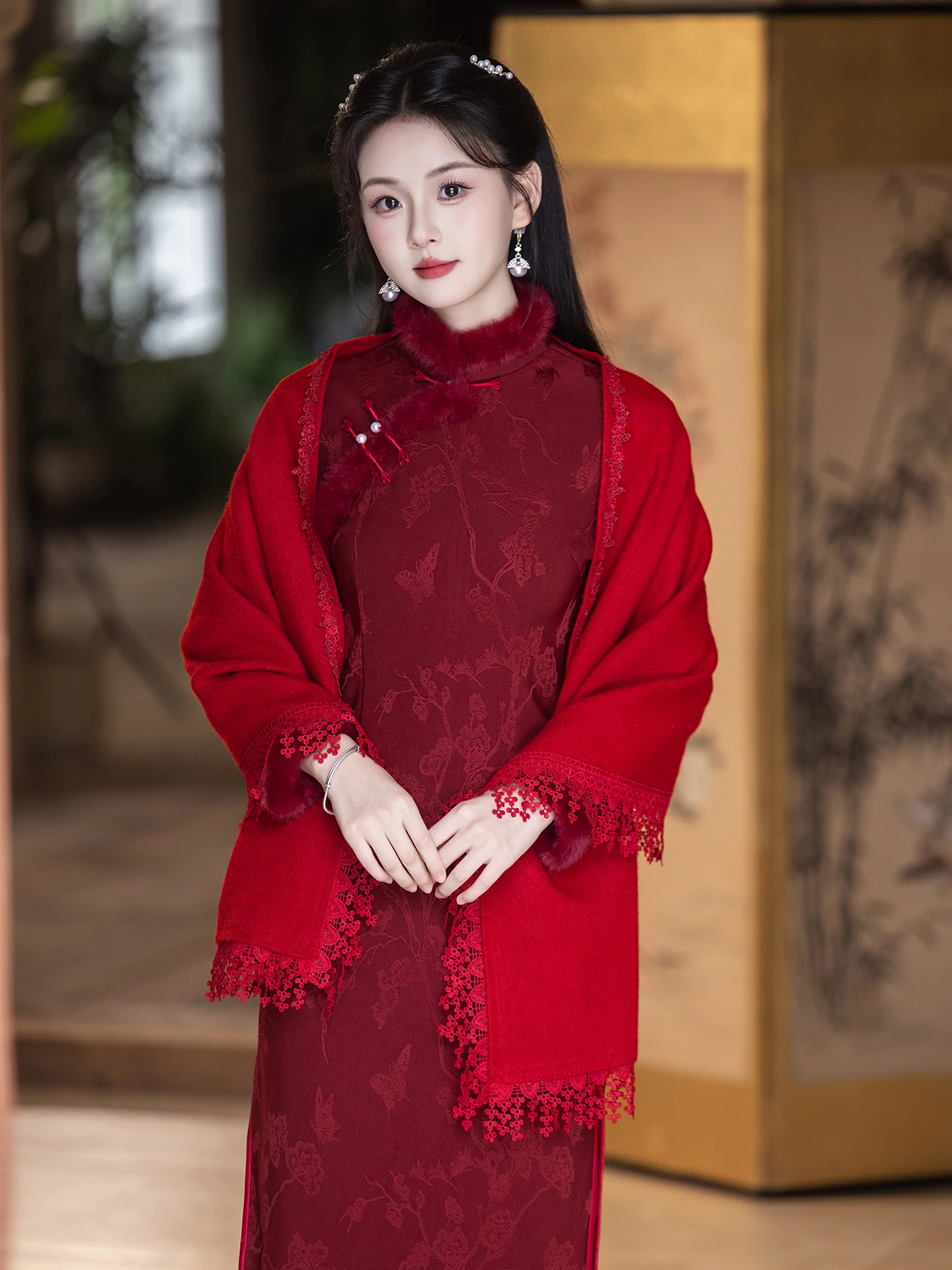 red-awl-wedding-dr-engagement-par-new-chinese-sle-bride-outerwear-warm-long-sve-midi-skirt-vintage-wind