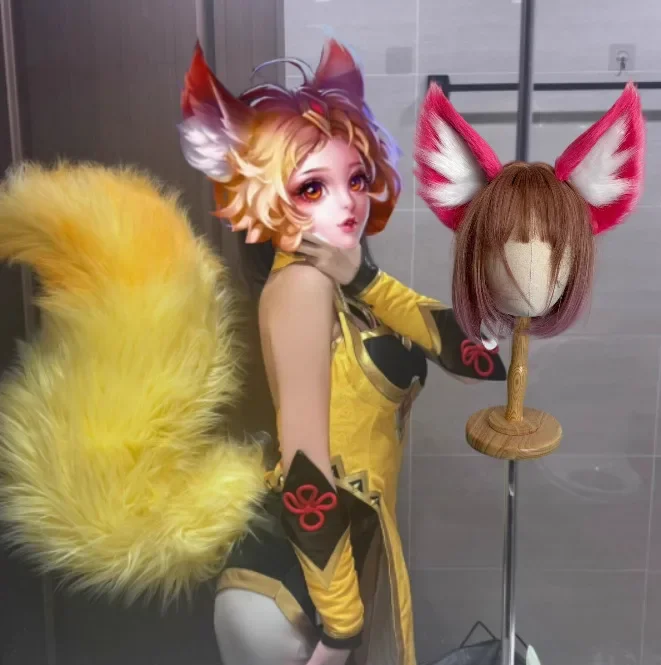 New Honor Of Kings Lady Fox Cosplay Prop Fox Ears Hairhoop Tail Headwear Lolita Halloween Christmas Game Party Cosplay Prop