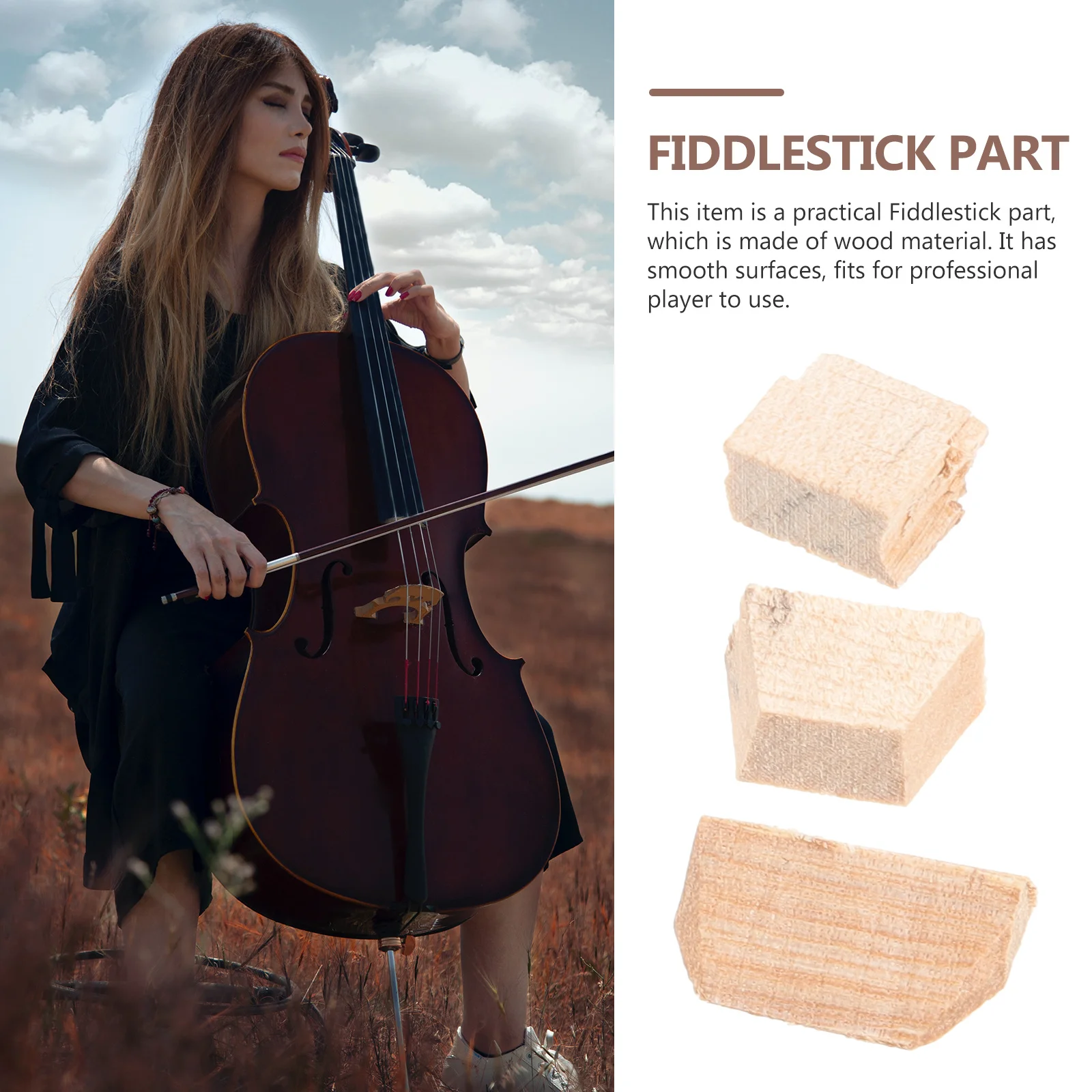 

2Sets Violin Cello Bow Wooden Wedges Plugs Professional Replacement Parts Loud Clear Tone Fiddlestick Accessories