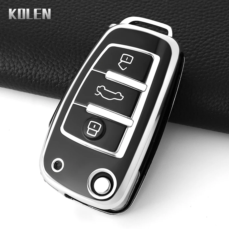 غطاء حافظة مفاتيح السيارة من البولي يوريثان الحراري ، غلاف فوب لأودي C5 ، C6 ، R8 ، A1 ، A3 ، A4 ، A5 ، A6 ، A7 ، Q3 ، Q5 ، Q7 ، S6 ، B6 ، B7 ، b8 ، 8P ، 8V ، 8L ، TT ، RS ، RS3 ، S3 ، Sline Keychain #2