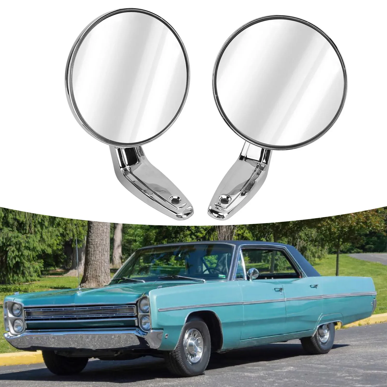Espelho retrovisor circular cromado 2802834, espelho retrovisor para satélite plymouth para dodge polara monaco 2802710 3685955