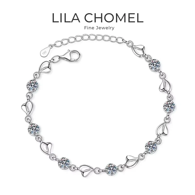 

Girl Birthday Gift 18K White Gold Valentine's Day Bracelets 3.5CT Moissanite Diamond Women Wedding PT950 Platinum Party Jewelry